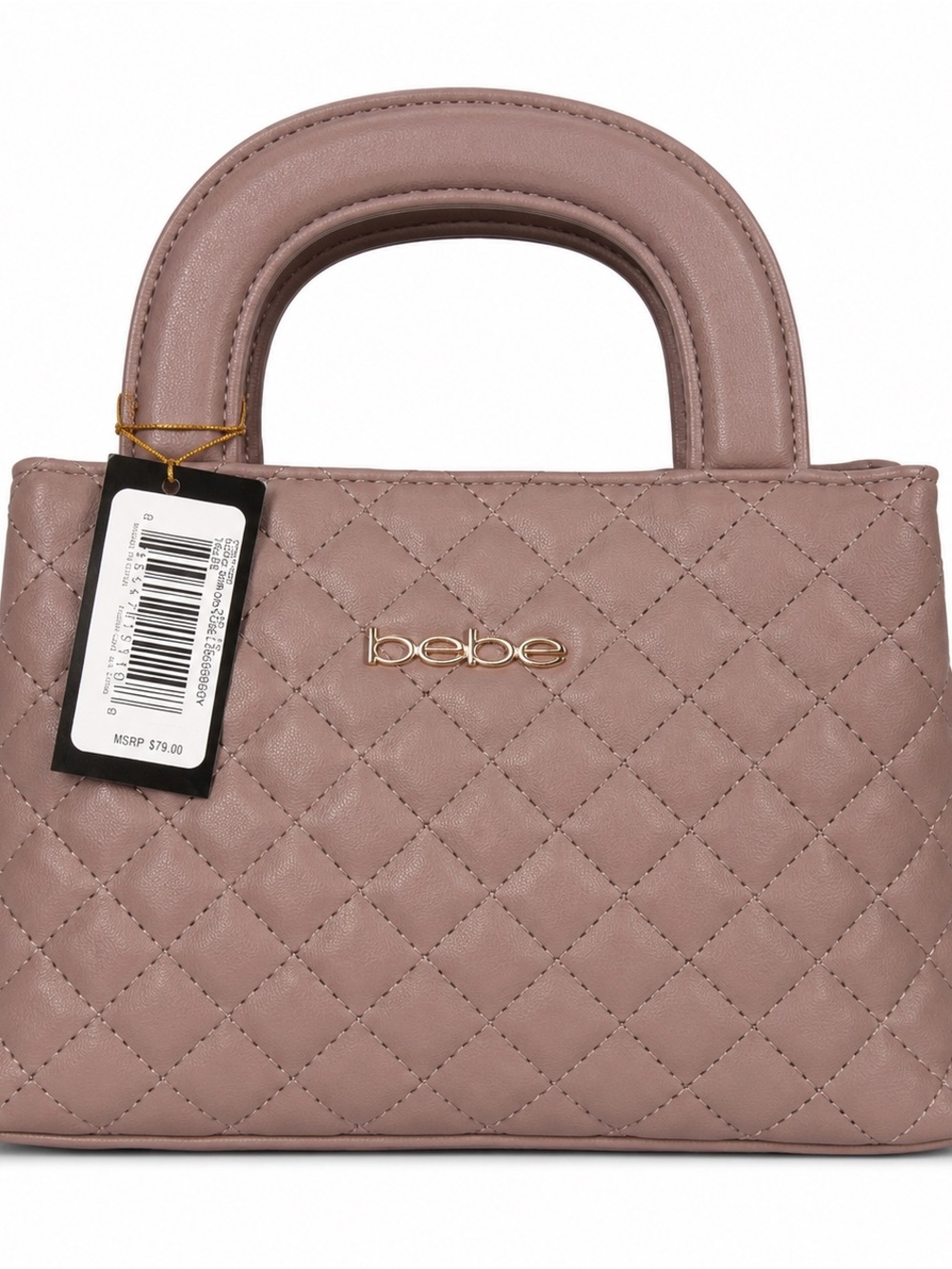Bebe Quilted Mini Satchel Crossbody Taupe NWT Gold Chain